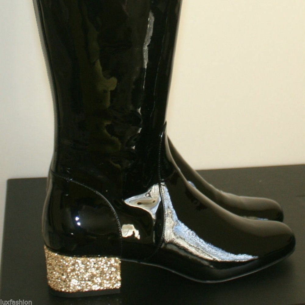 YSL Babies Boots Patent Leather Glitter Heels - Picture 8 of 8
